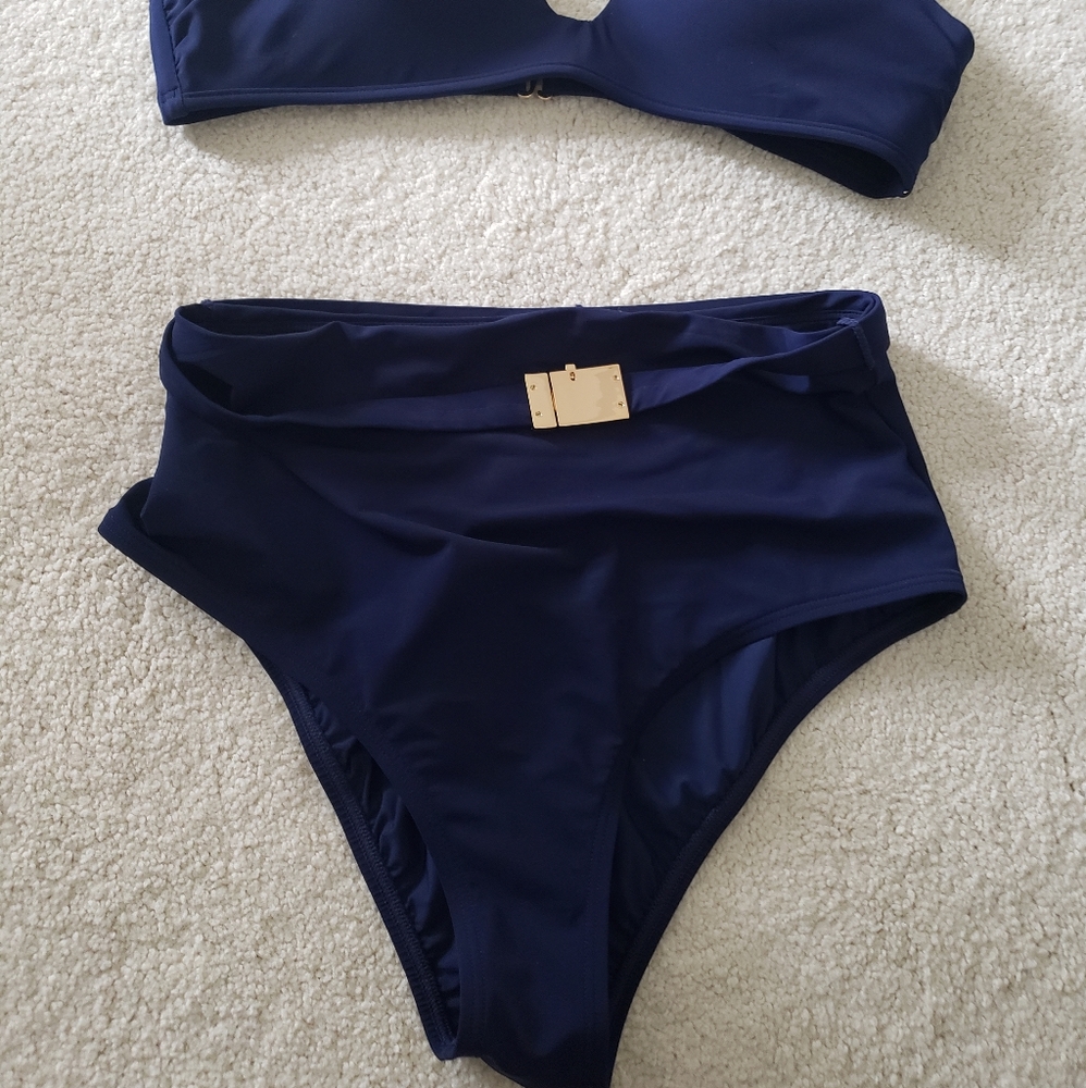 SOLD Tory Burch T-Belt High Waisted 2-piece Bikini Navy szS - Picture 8 of 16